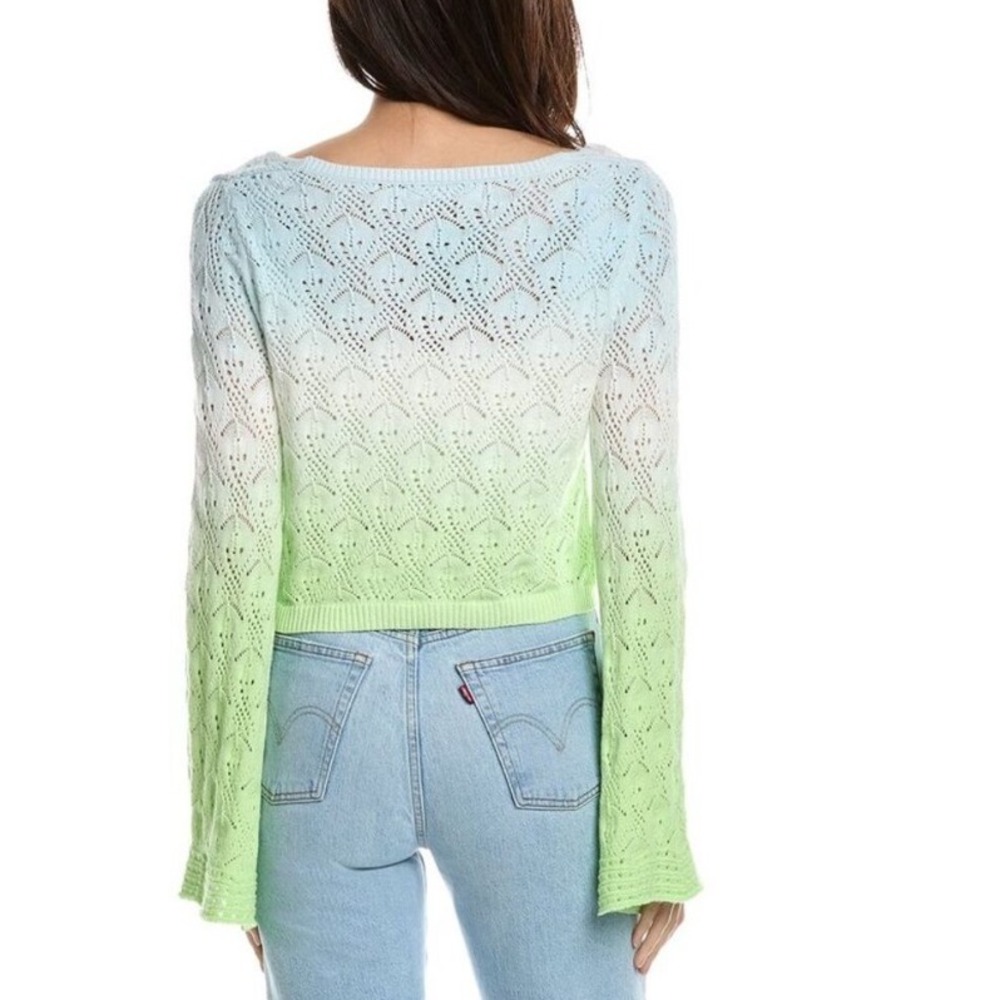 Amanda Uprichard Ombre Crochet Knit Cropped Cardigan Sweater Women's Large - Picture 2 of 9